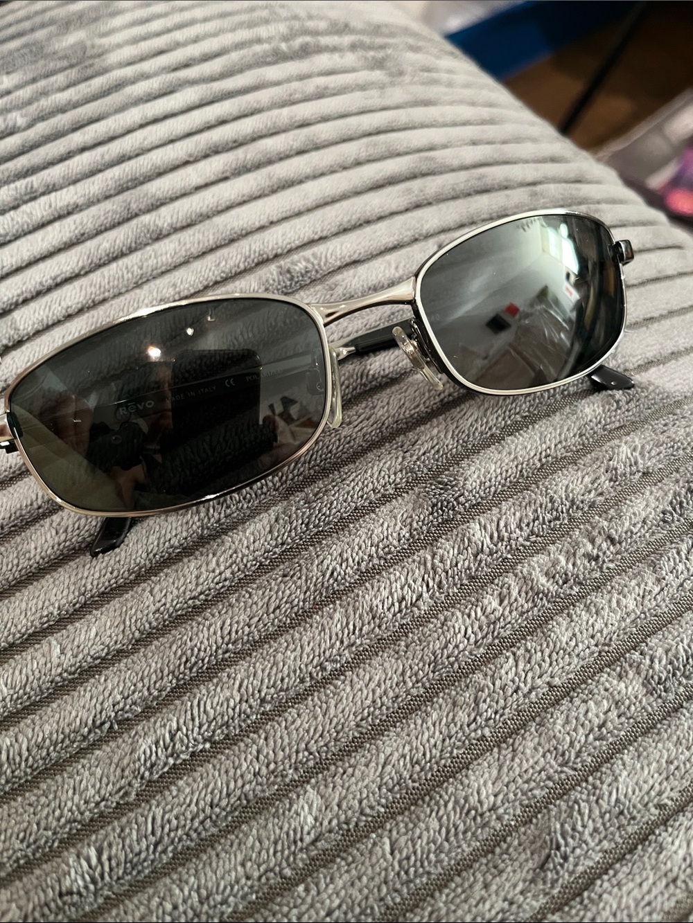 Revo Silver Metal Sunglasses with Dark Gray Lenses Mens